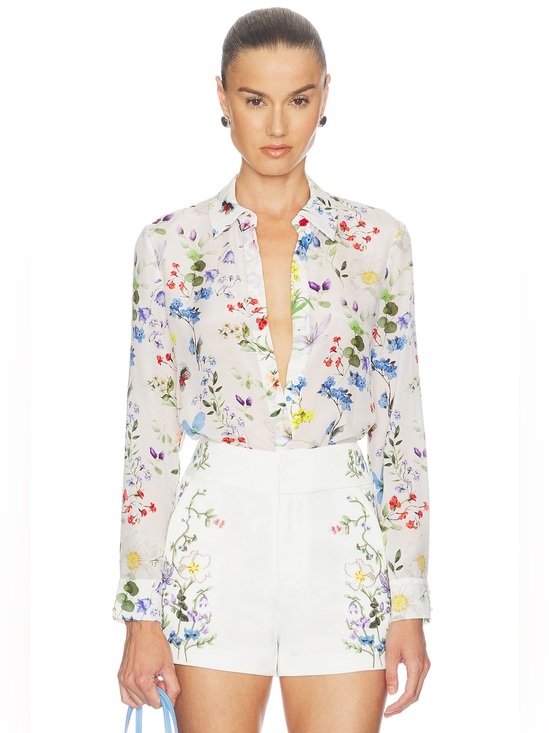 Alice + Olivia Tops - Alice + Olivia Twisting Vines Willa Placket Top